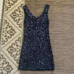 Black Sequin Sleeveless Dress